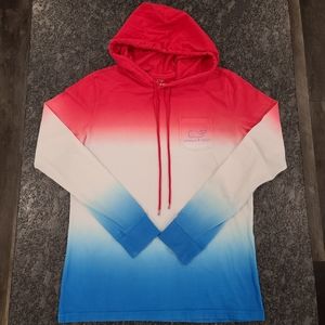 *SOLD* Vineyard Vines Red, White & Blue Long Sleeve Hoodie Tshirt Ombre